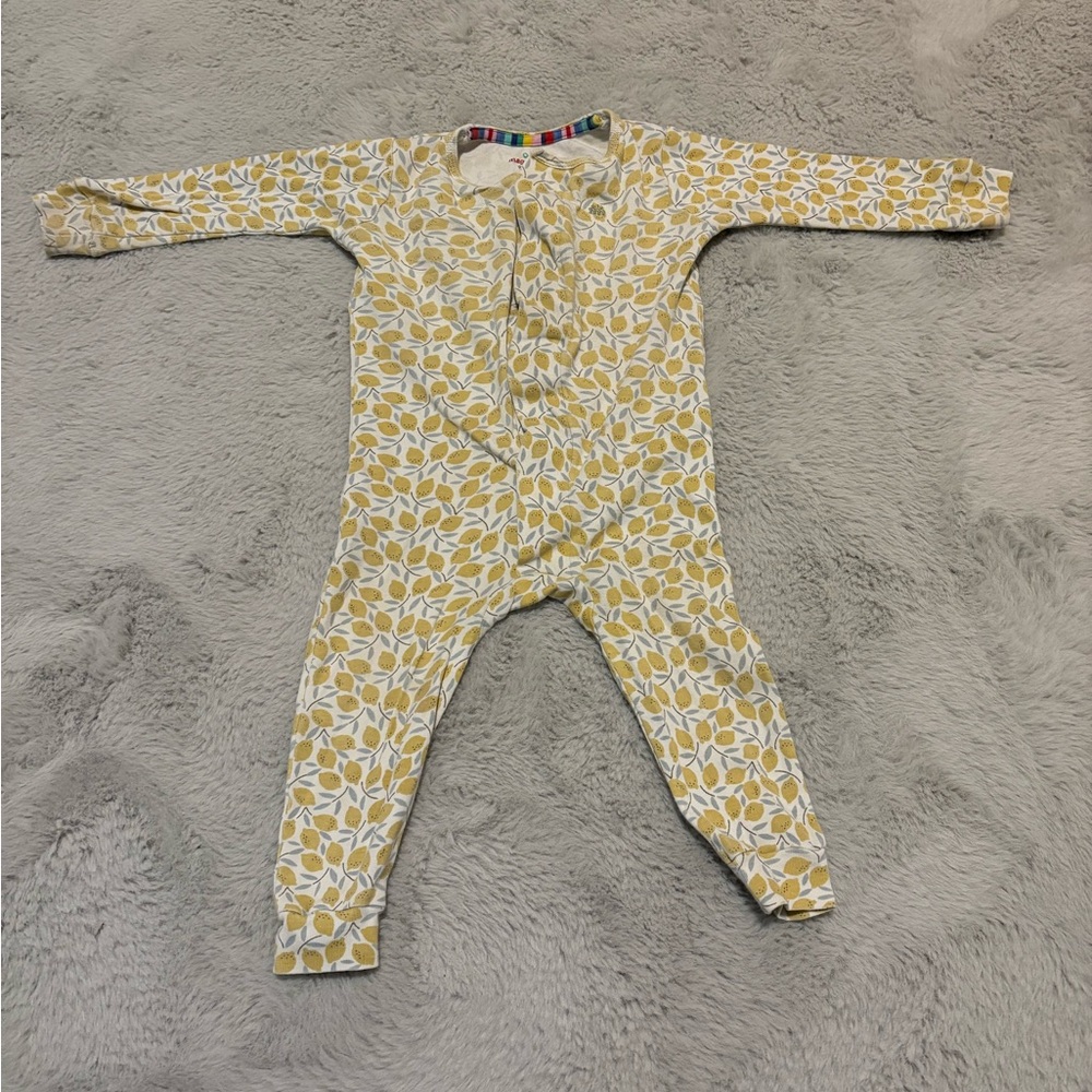 Magnetic Me Lemon Print Footie Pajamas